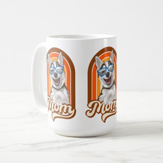 アラスカのハスキー母、シベリアのハスキー母 コーヒーマグカップ (正面左)