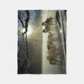 アラスカのハスキー犬ぞりレース フリースブランケット (正面)