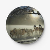 アラスカのハスキー犬ぞりレース ペーパープレート (正面)