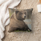 アラスカのヒグマの着席の枕 クッション (ブランケット)