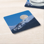 アラスカのフルムーンオーバーAlyeskaスキーリゾート スクエアペーパーコースター (アングル)