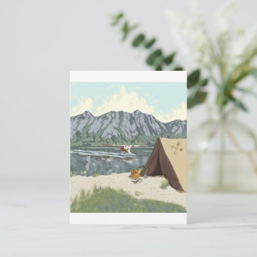 アラスカのブッシュプレーンとフィッシングの旅 ポストカード (スタンド正面)