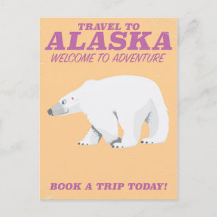 アラスカのホッキョクグマのビンテージ旅行ポスター ポストカード