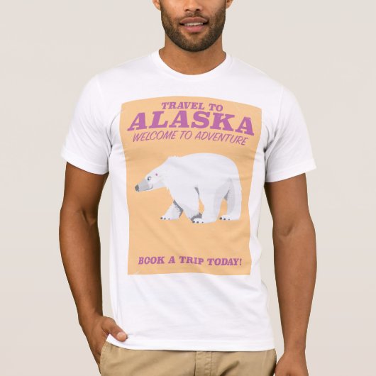 アラスカのホッキョクグマのビンテージ旅行ポスター Tシャツ (正面)