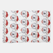 アラスカのマラムテ犬がクリスマススターを育てる キッチンタオル (横)