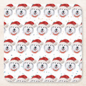 アラスカのマラムテ犬がクリスマススターを育てる スクエアペーパーコースター (正面)