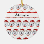 アラスカのマラムテ犬がクリスマススターを育てる セラミックオーナメント (正面)