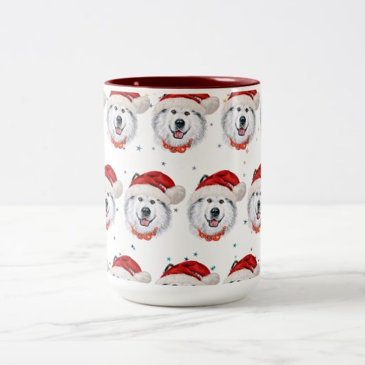 アラスカのマラムテ犬がクリスマススターを育てる ツートーンマグカップ (中央)