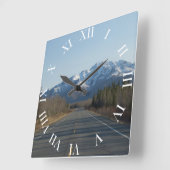 アラスカのワンドゥール高速道路 スクエア壁時計 (傾斜)