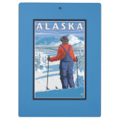アラスカのヴィンテージ旅行ポスターのスキー クリップボード (裏面)