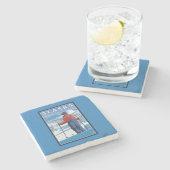 アラスカのヴィンテージ旅行ポスターのスキー ストーンコースター (横)