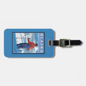 アラスカのヴィンテージ旅行ポスターのスキー ラゲッジタグ (正面横)