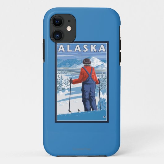 アラスカのヴィンテージ旅行ポスターのスキー Case-Mate iPhoneケース (裏面)