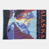 アラスカのヴィンテージ旅行ポスター、アトリンとユーコン キッチンタオル (横)