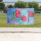 アラスカの人々が「ようこそ」屋外のバナーを見る  横断幕 (インサイチュ)