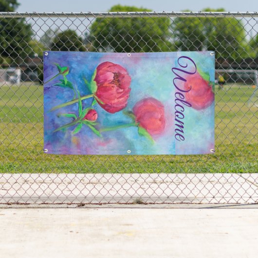 アラスカの人々が「ようこそ」屋外のバナーを見る  横断幕 (インサイチュ)