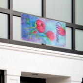 アラスカの人々が「ようこそ」屋外のバナーを見る  横断幕 (ビルの外側)