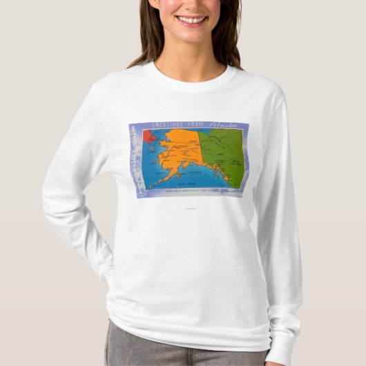 アラスカの地図からのAlaskaGreetings Tシャツ (正面)