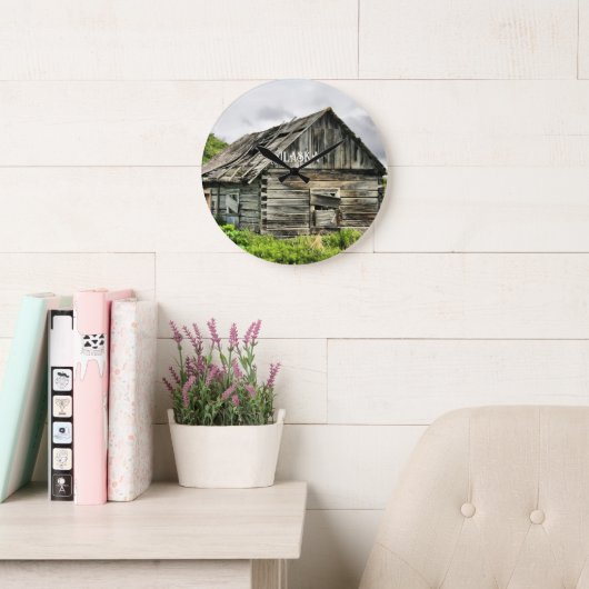 アラスカの壊れたキャビン ラージ壁時計 (読書スペース)