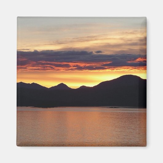 アラスカの夕日 I 壮大なアラスカの風景写真 マグネット (正面)