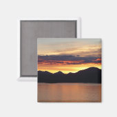 アラスカの夕日I美しいアラスカ写真 マグネット (正面/裏面)