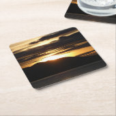 アラスカの夕日III美しいアラスカ写真 スクエアペーパーコースター (アングル)