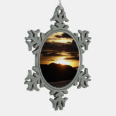 アラスカの夕日III美しいアラスカ写真 スノーフレークピューターオーナメント (左)