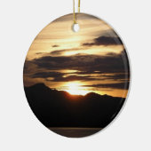 アラスカの夕日III美しいアラスカ写真 セラミックオーナメント (左)