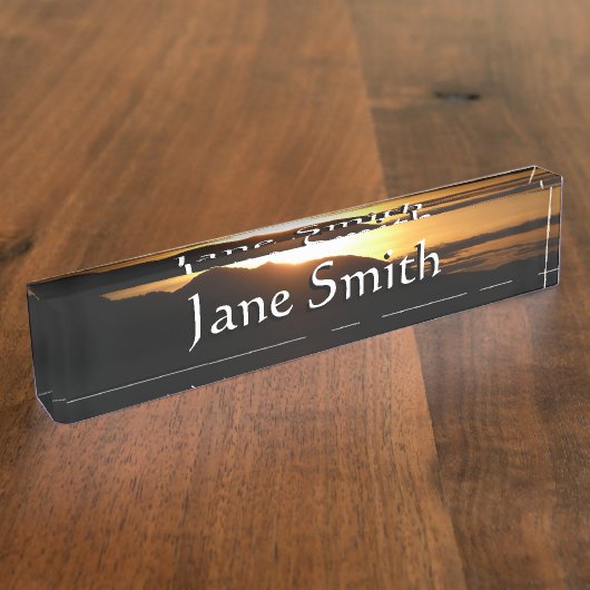 アラスカの夕日III美しいアラスカ写真 デスクネームプレート (側面)