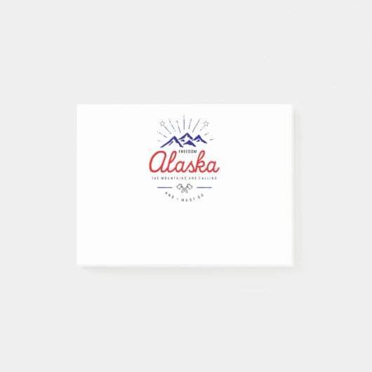 アラスカの山々が呼んでいる、私は行かねばならない 明るい色 ポストイット (正面)