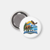 アラスカの山と熊 マグネット (正面/裏面)