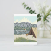 アラスカの山岳地帯での飛行機と釣りの旅 ポストカード (スタンド正面)