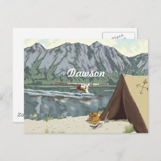アラスカの山岳地帯での飛行機と釣りの旅 ポストカード (正面/裏面)