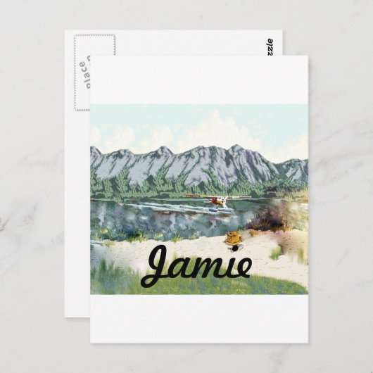アラスカの山岳地帯での飛行機と釣りの旅 ポストカード (正面/裏面)