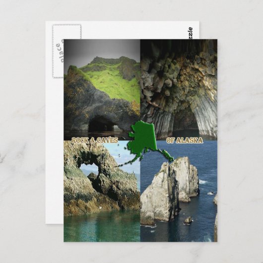 アラスカの岩石形成と洞窟のコラージュ ポストカード (正面/裏面)