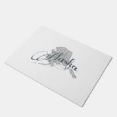 アラスカの州のタイポグラフィ ドアマット (アングル)