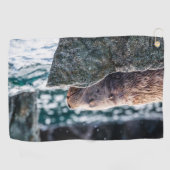 アラスカの復活の湾のアシカ ゴルフタオル (横)