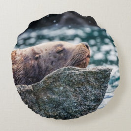 アラスカの復活の湾のアシカ ラウンドクッション