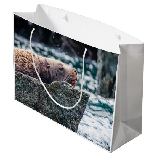 アラスカの復活の湾のアシカ ラージペーパーバッグ (裏面アングル)