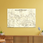 アラスカの新しい金ゴールド野の地図 キャンバスプリント (インサイチュ (リビング))