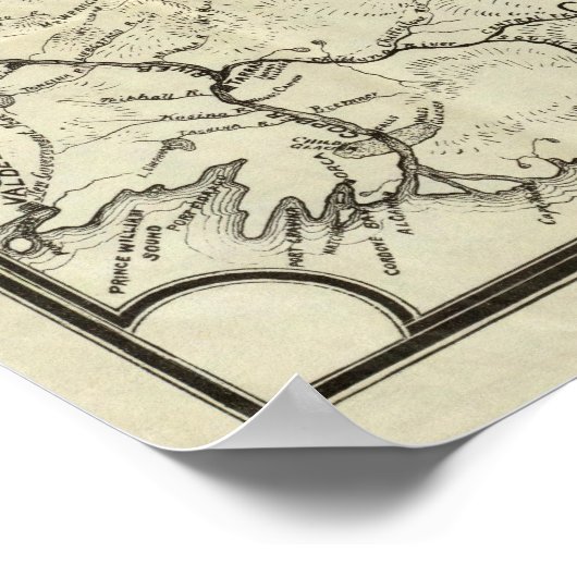 アラスカの新しい金ゴールド野の地図 ポスター (角)