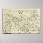 アラスカの新しい金ゴールド野の地図 ポスター (正面)