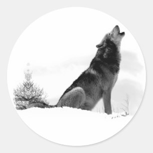 アラスカの材木オオカミのステッカー ラウンドシール