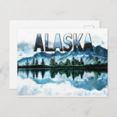 アラスカの水彩山の風景の冒険 ポストカード (正面/裏面)