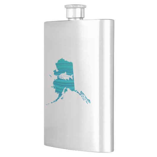 アラスカの波のサーモンピンクの魚釣り フラスク (左)