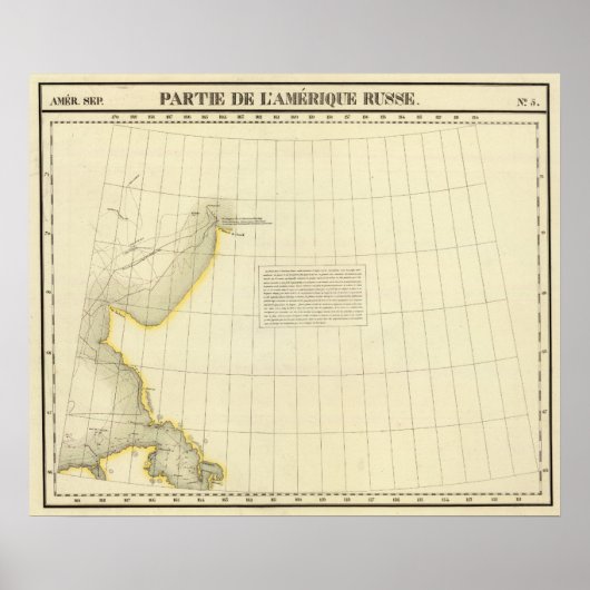 アラスカの海岸地図 ポスター (正面)