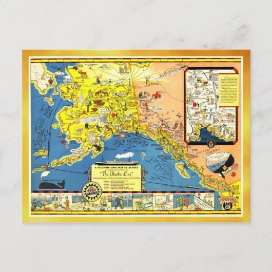 アラスカの温暖な地図 ポストカード (正面)