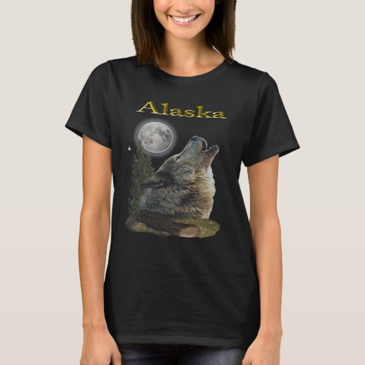 アラスカの狼と月 Tシャツ (正面)