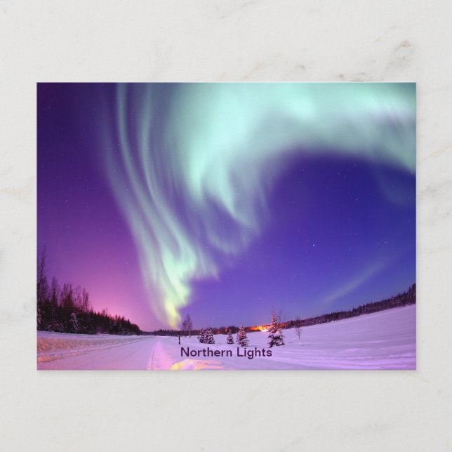 アラスカの空で輝くノーザンライト ポストカード (正面)