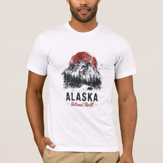 アラスカの荒野 北の山々 アウトドア Tシャツ